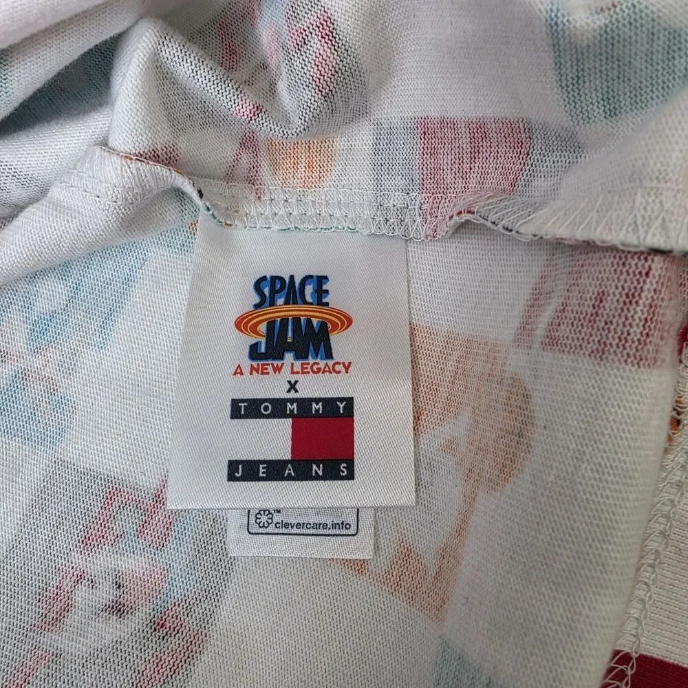 RARE TOMMY JEANS X SPACE JAM 2 CHECKERED PRINT T SHIRT Men Small NWT - Picture 10 of 11